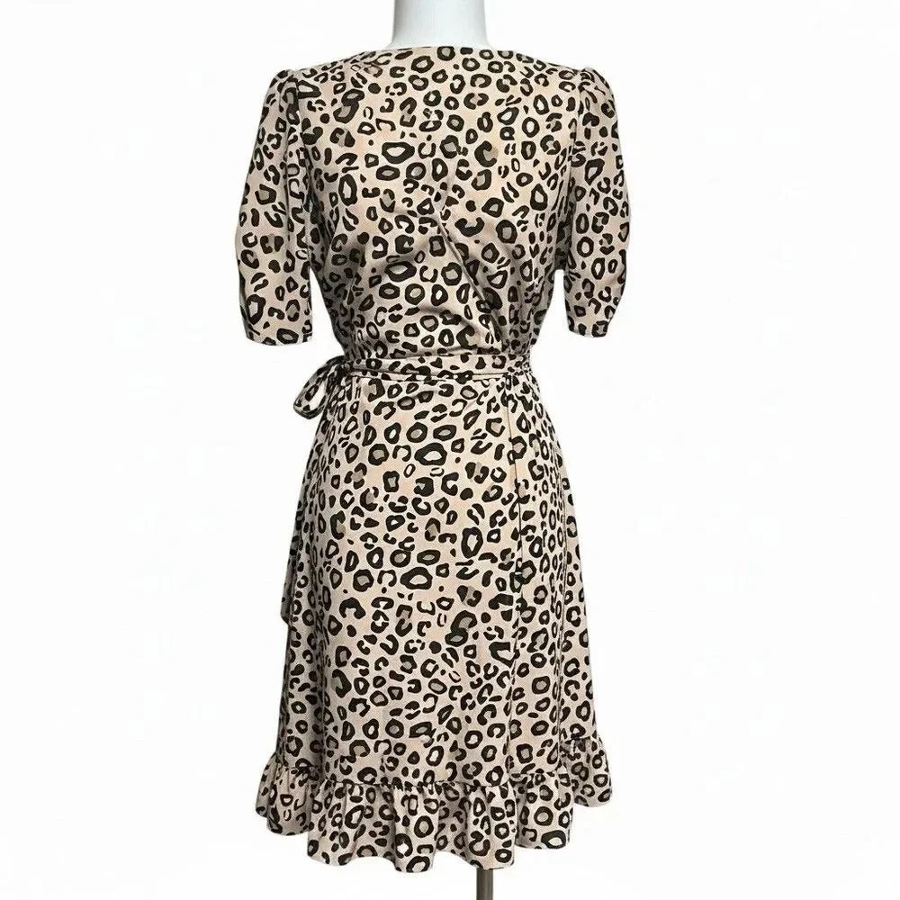 Sanctuary Leopard Wrap Mini Dress Size M